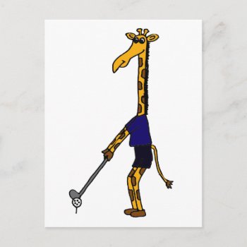 Xx- Giraffe Playing Golf Design Postcard by tickleyourfunnybone at Zazzle