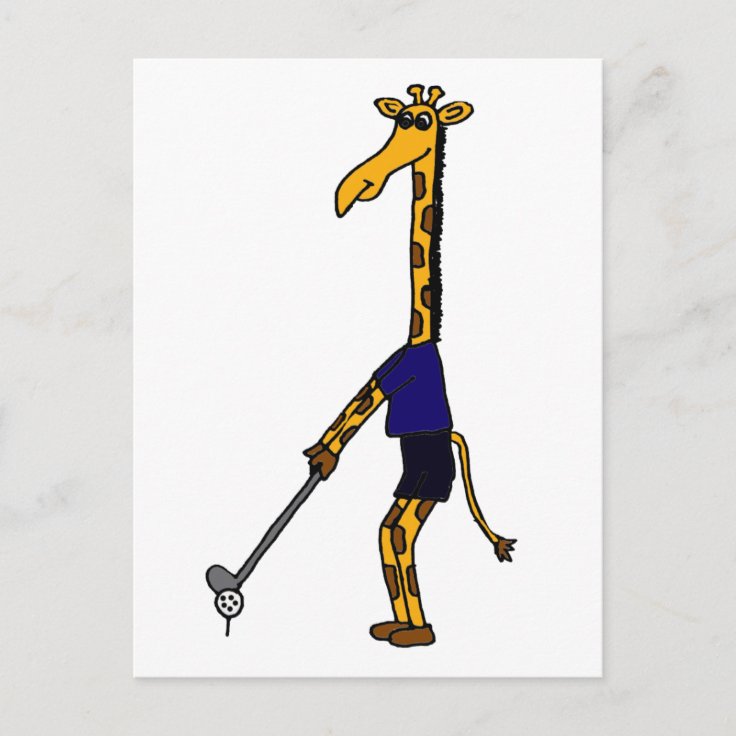 XX Giraffe Playing Golf Design Postcard Zazzle