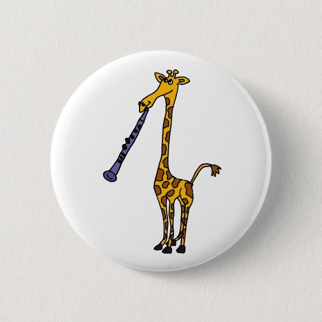 XX- Giraffe Playing the Clarinet Pinback Button (Front)