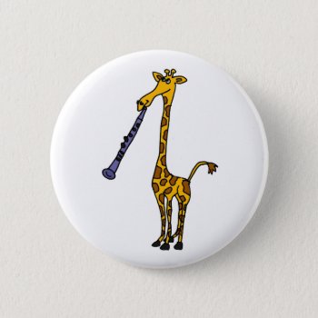 Xx- Giraffe Playing The Clarinet Pinback Button by tickleyourfunnybone at Zazzle