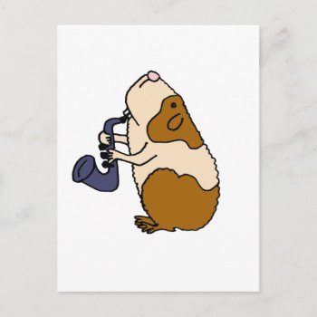 Xx- Guinea Pig Playing The Saxophone Postcard by Petspower at Zazzle