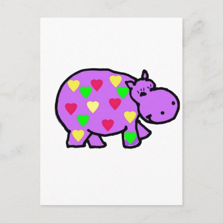 XX Happy Hippo Hearts Postcard Zazzle