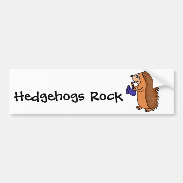 XX- Hedgehog Playing Saxophone Cartoon Bumper Sticker (Front)