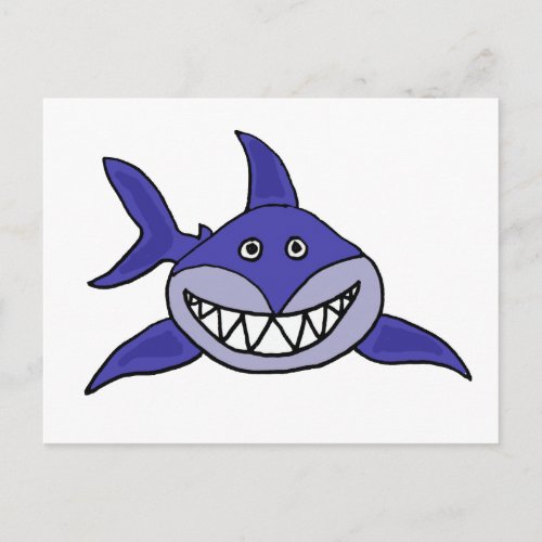 XX_ Hilarious Grinning Shark Cartoon Postcard