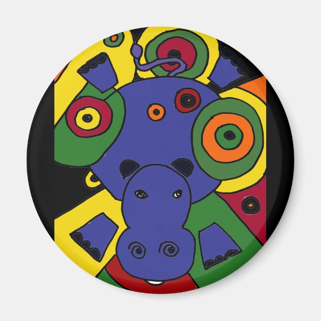 XX- Hippo Abstract Art Magnet (Front)