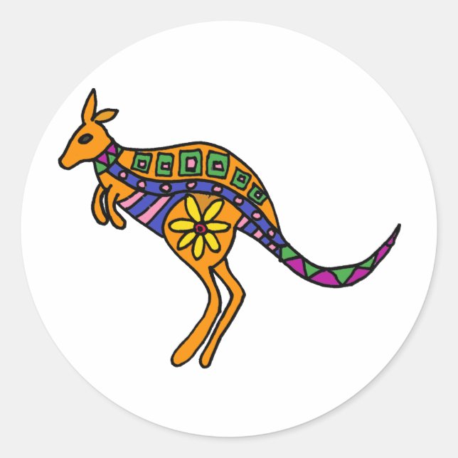 XX- Kangaroo Art Classic Round Sticker (Front)