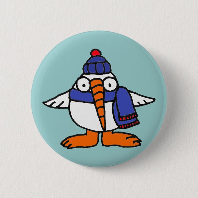 XX- Magnificent Cartoon Snowbird Pinback Button (Front)