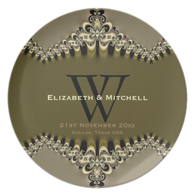 XX-Modern Vintage Monogrammed Wedding Plates (Front)