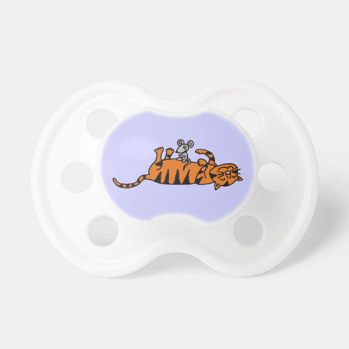 XX  Mouse Sitting on Cat Stomach Cartoon Baby Pacifiers