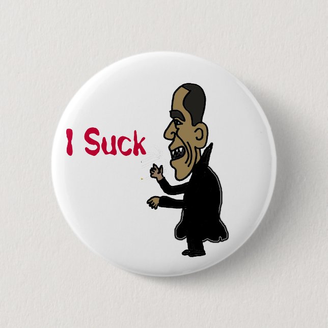 XX- Obama the Vampire Political Cartoon Pinback Button (Front)