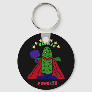 XX- Pickle Power Superhero Pickleball Cartoon Keychain
