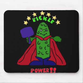 Xx- Pickle Power Superhero Pickleball Cartoon Mouse Pad by inspirationrocks at Zazzle