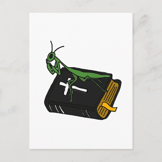 XX- Praying Mantis on a Bible Postcard (Front)