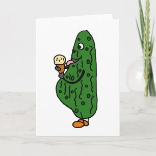 XX- Pregnant Pickle Eating Ice Cream Cartoon Card