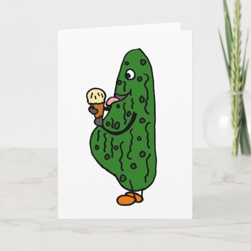 XX_ Pregnant Pickle Eating Ice Cream Cartoon Card