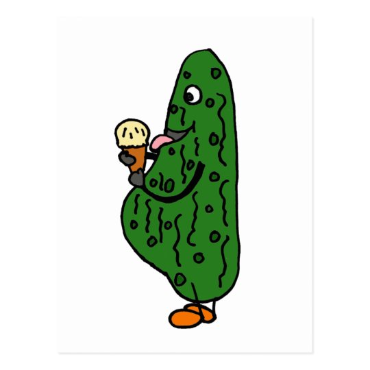 XX Pregnant Pickle Eating Ice Cream Cartoon Postcard