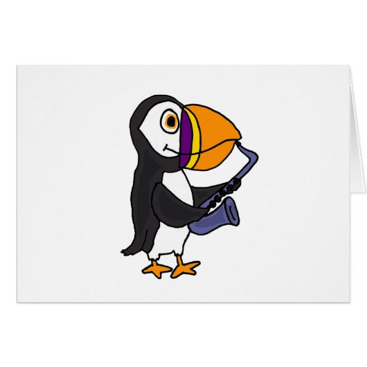 XX- Puffin Playing the Saxophone Cards (Front Horizontal)
