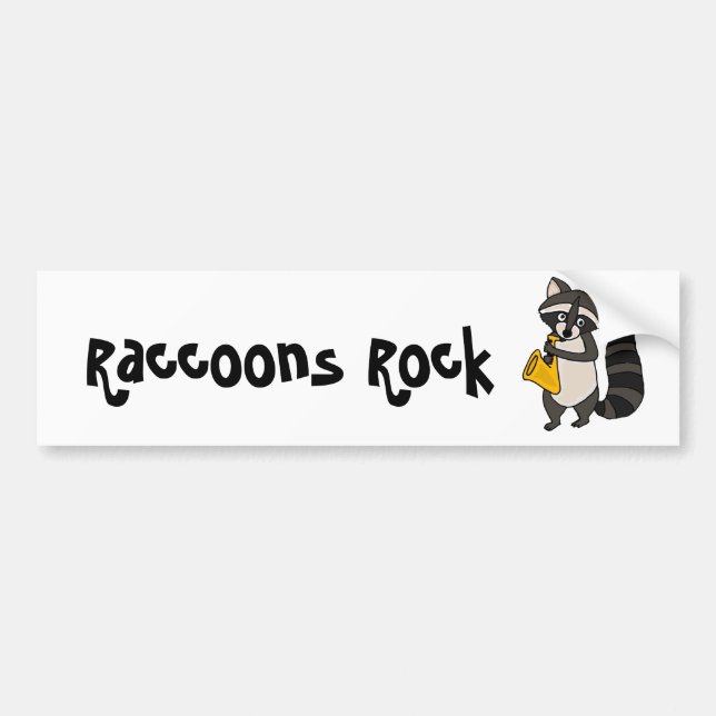XX- Raccoon Playing Saxophone Cartoon Bumper Sticker (Front)