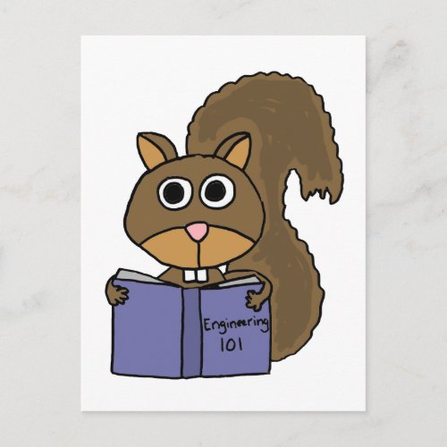 XX_ Squirrel Reading Book Cartoon Postcard