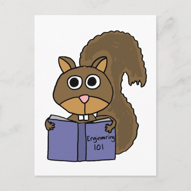XX- Squirrel Reading Book Cartoon Postcard (Front)