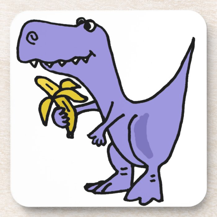 XX  T Rex Dinosaur Eating Banana Cartoon Drink Coaster