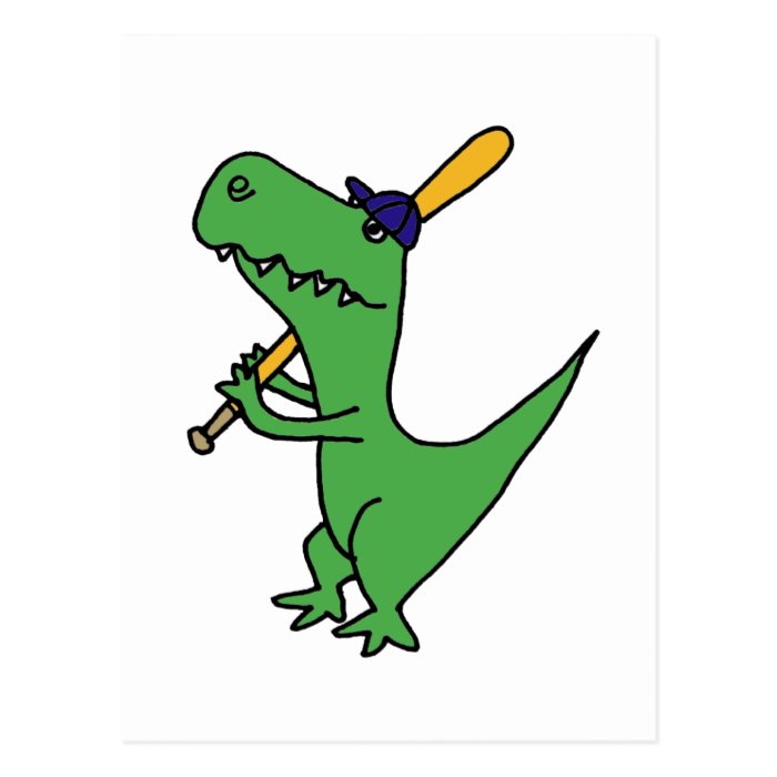 XX  T rex Dinosaur Playing Baseball Post Cards