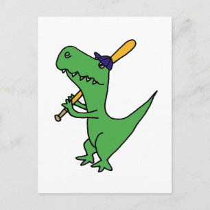 XX- T-rex Dinosaur Playing Baseball Postcard