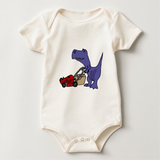 XX- T-rex Dinosaur Pushing Lawn Mower Baby Bodysuit