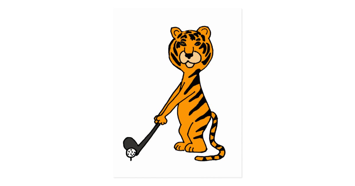 XX Tiger Playing Golf Cartoon Postcard