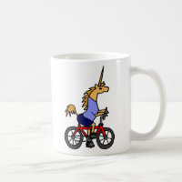 XX- Unicorn Riding Bicycle Cartoon Coffee Mug