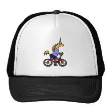 XX- Unicorn Riding Bicycle Cartoon Trucker Hat