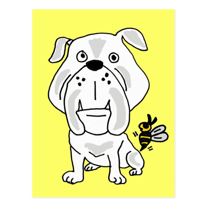 XX  Yellow Jacket Stinging Bulldog Cartoon Post Card