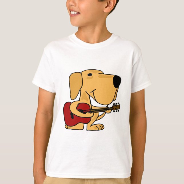 XX- Yellow Labrador Retriever Playing Guitar T-Shirt (Front)