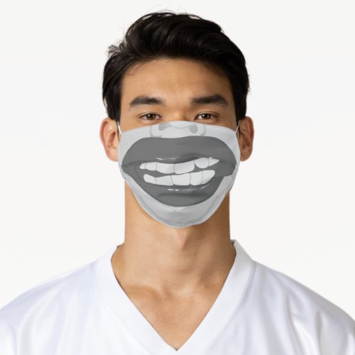 XXL Foul Mouth Funny Giant Lips Full BW Facemask Adult Cloth Face Mask