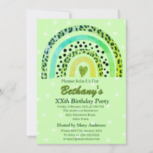 XXth Leopard Print Boho Rainbow Birthday Party     Invitation