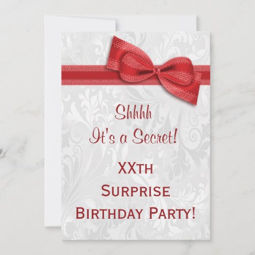 XXth SURPRISE Birthday Party Damask and Bow Invites