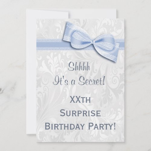 XXth SURPRISE Birthday Party Damask and Bow Card