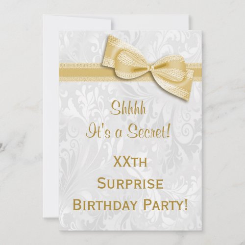 XXth SURPRISE Birthday Party Damask and Bow Invitation