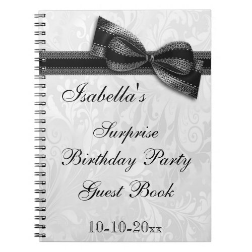 XXth SURPRISE Birthday Party Damask and Bow Notebook