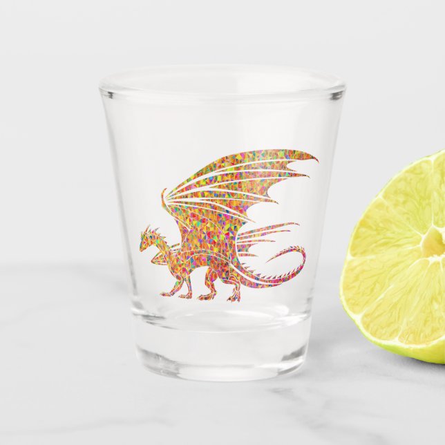 xxx dblAmazing Mosaic Dragon  Shot Glass (Front)