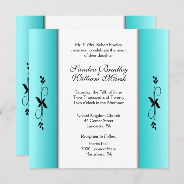 xxxxxx date Teal Columns Invitation (Front/Back)