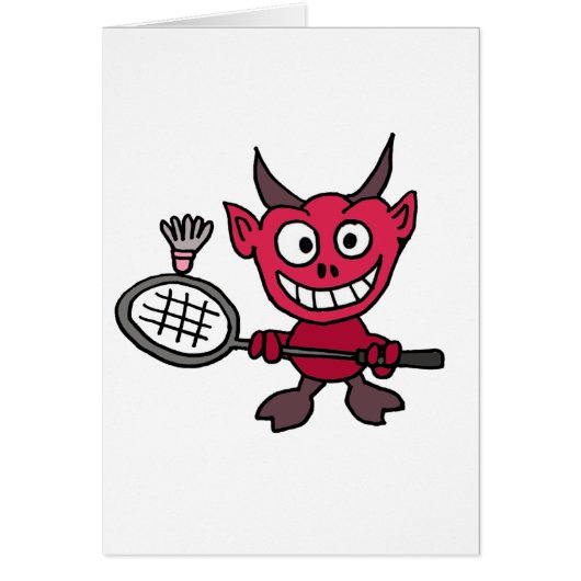 XY- Devil Playing BADminton Cartoon Cards (Front)