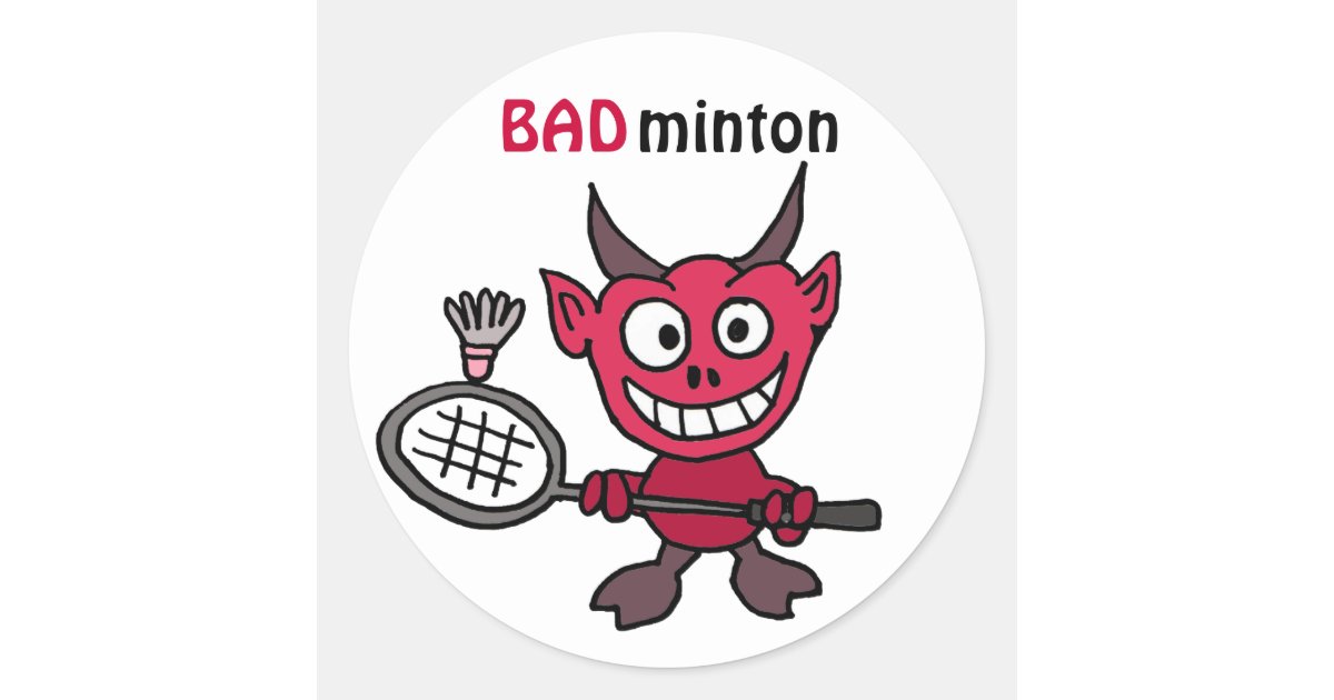XY- Devil Playing BADminton Cartoon Classic Round Sticker | Zazzle XY- Devil Playing BADminton Cartoon Classic Round Sticker | Zazzle