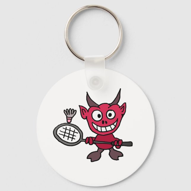 XY- Devil Playing BADminton Cartoon Keychain (Front)