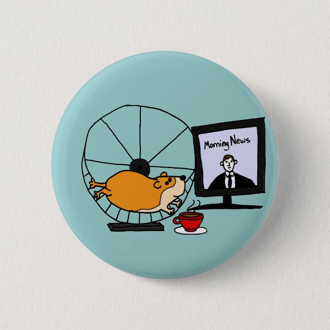 XY- Funny Hamster on an Exercise Wheel Satire Button (Front)