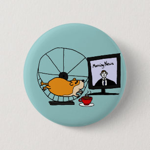 XY- Funny Hamster on an Exercise Wheel Satire Button