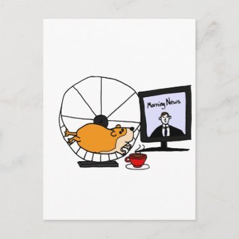 Xy- Funny Hamster On An Exercise Wheel Satire Postcard by Petspower at Zazzle