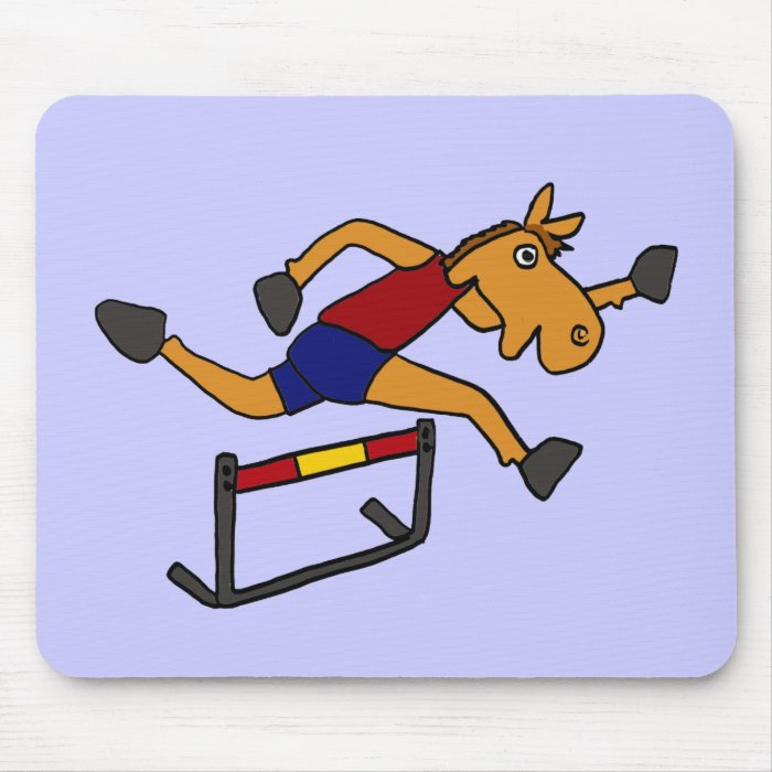 XY  Funny Horse Jumping Over Hurdles Cartoon Mousepads