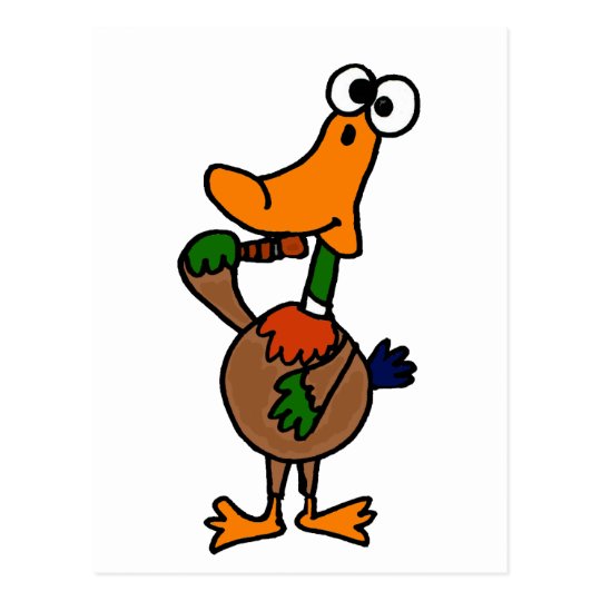 XY Funny Mallard Duck using Duck Call Cartoon Postcard