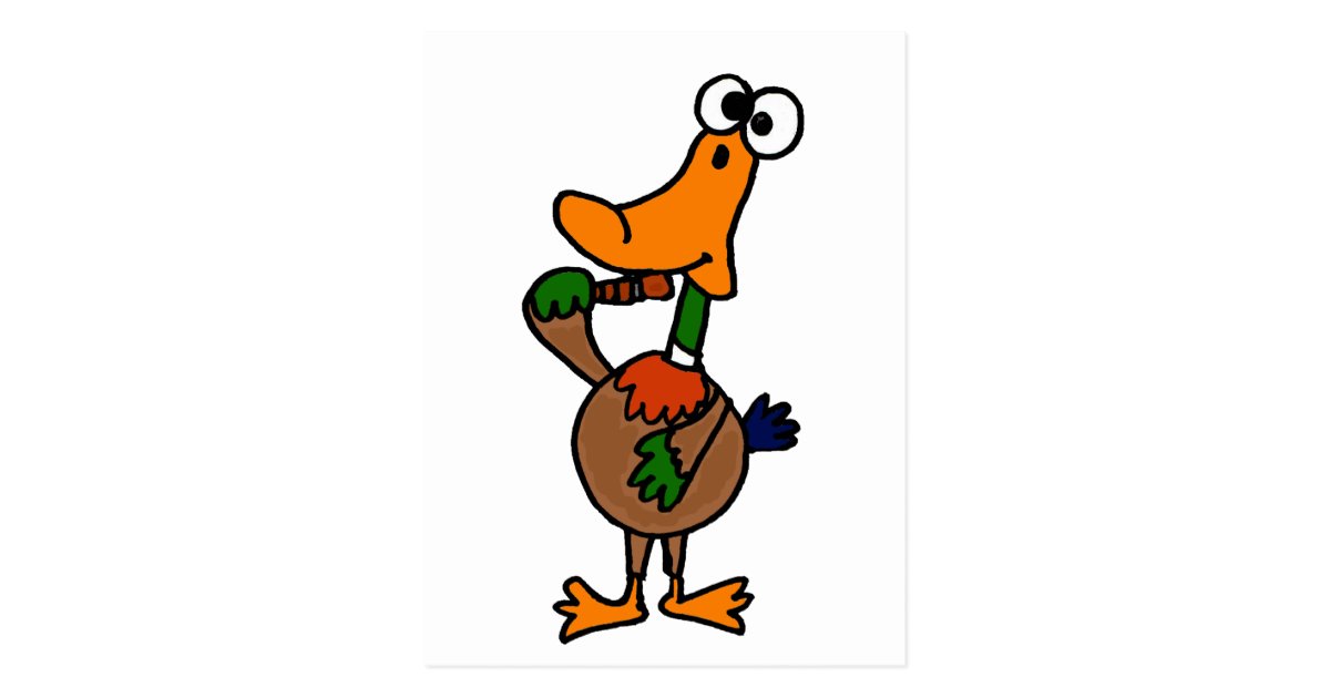 XY- Funny Mallard Duck using Duck Call Cartoon Postcard | Zazzle.com
